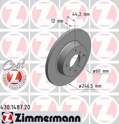 Otto Zimmermann 430.1487.20 Unventilated front brake disc 430148720