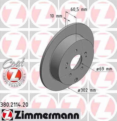 Otto Zimmermann 380.2114.20 Rear brake disc, non-ventilated 380211420