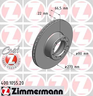 Otto Zimmermann 400.1055.20 Front brake disc ventilated 400105520