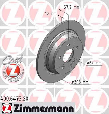 Otto Zimmermann 400.6473.20 Rear brake disc, non-ventilated 400647320