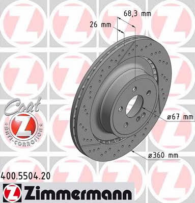 Otto Zimmermann 400.5504.20 Rear ventilated brake disc 400550420