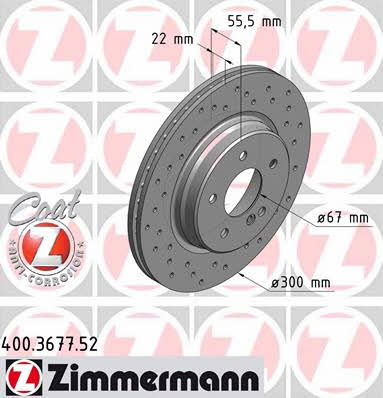 Otto Zimmermann 400.3677.52 Rear ventilated brake disc 400367752