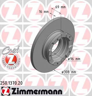 Otto Zimmermann 250.1370.20 Rear brake disc, non-ventilated 250137020