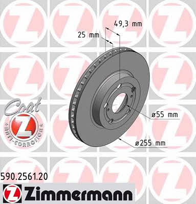 Front vented brake disc Otto Zimmermann 590.2561.20