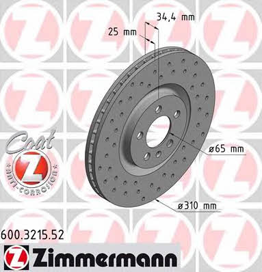 Otto Zimmermann 600.3215.52 Front brake disc ventilated 600321552