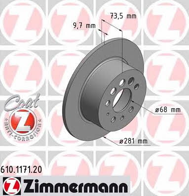 Otto Zimmermann 610.1171.20 Brake disc 610117120