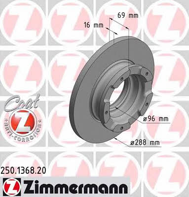 Otto Zimmermann 250.1368.20 Rear brake disc, non-ventilated 250136820