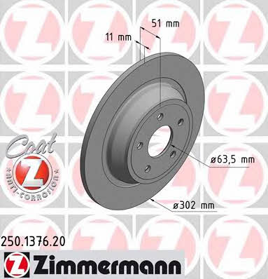 Otto Zimmermann 250.1376.20 Rear brake disc, non-ventilated 250137620