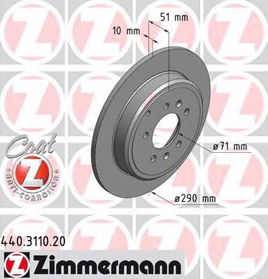 Otto Zimmermann 440.3110.20 Rear brake disc, non-ventilated 440311020