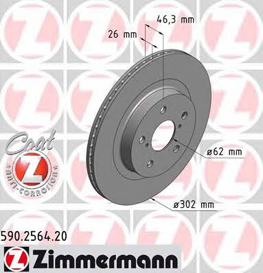 Otto Zimmermann 590.2564.20 Front brake disc ventilated 590256420