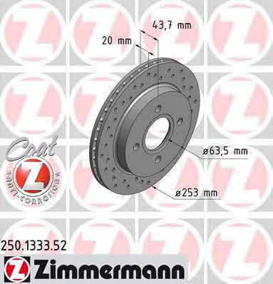 Otto Zimmermann 250.1333.52 Rear ventilated brake disc 250133352