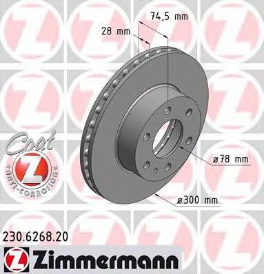 Otto Zimmermann 230.6268.20 Front brake disc ventilated 230626820
