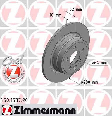 Otto Zimmermann 450.1537.20 Brake disc 450153720