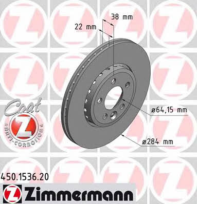 Otto Zimmermann 450.1536.20 Front brake disc ventilated 450153620