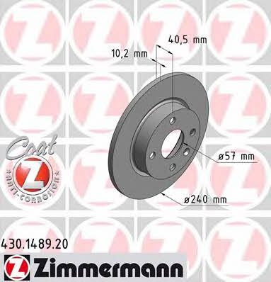 Otto Zimmermann 430.1489.20 Rear brake disc, non-ventilated 430148920