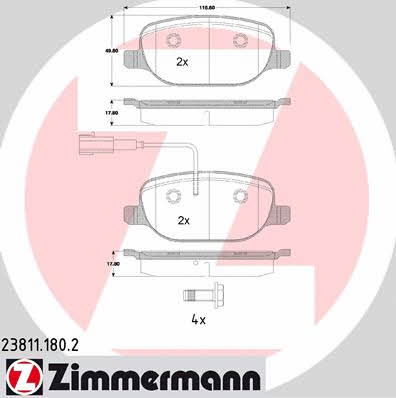 Otto Zimmermann 23811.180.2 Brake Pad Set, disc brake 238111802