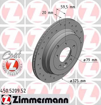 Otto Zimmermann 450.5209.52 Rear ventilated brake disc 450520952