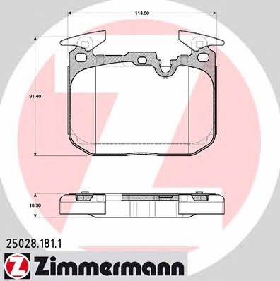 Otto Zimmermann 25028.181.1 Brake Pad Set, disc brake 250281811
