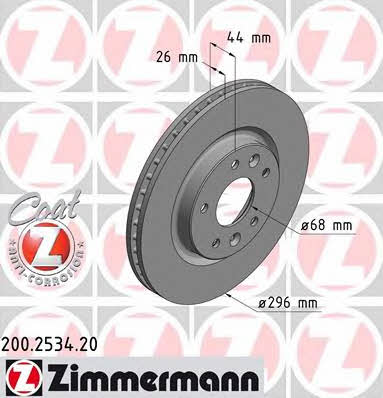 Otto Zimmermann 200.2534.20 Front brake disc ventilated 200253420