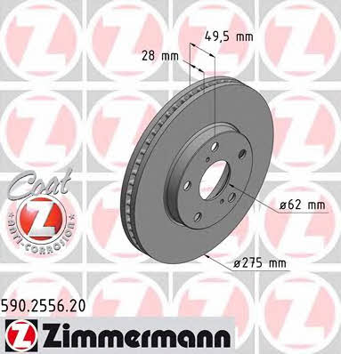 Otto Zimmermann 590.2556.20 Front brake disc ventilated 590255620