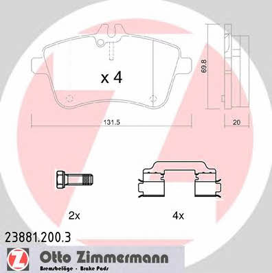 Otto Zimmermann 23881.200.3 Brake Pad Set, disc brake 238812003