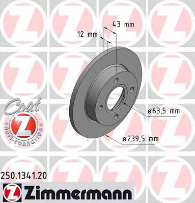 Otto Zimmermann 250.1341.20 Unventilated front brake disc 250134120