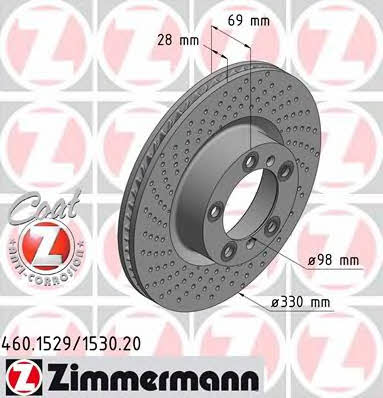 Otto Zimmermann 460.1529.20 Front brake disc ventilated 460152920