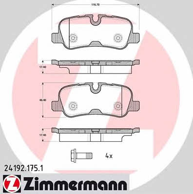 Otto Zimmermann 24192.175.1 Brake Pad Set, disc brake 241921751