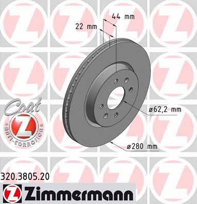 Otto Zimmermann 320.3805.20 Front brake disc ventilated 320380520
