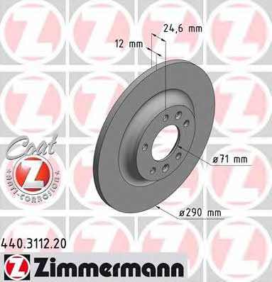 Otto Zimmermann 440.3112.20 Rear brake disc, non-ventilated 440311220