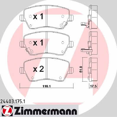 Otto Zimmermann 24403.175.1 Brake Pad Set, disc brake 244031751