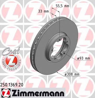 Otto Zimmermann 250.1369.20 Front brake disc ventilated 250136920