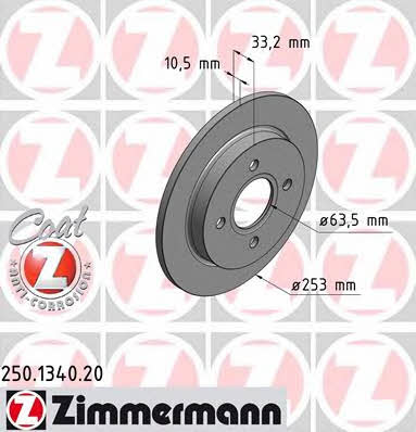 Otto Zimmermann 250.1340.20 Rear brake disc, non-ventilated 250134020