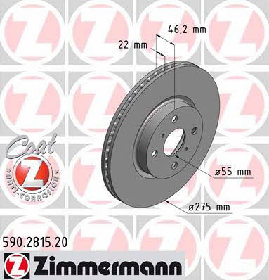 Otto Zimmermann 590.2815.20 Front brake disc ventilated 590281520