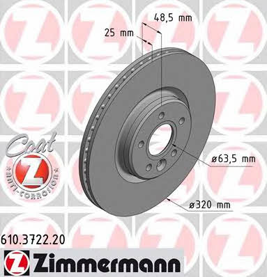 Otto Zimmermann 610.3722.20 Front brake disc ventilated 610372220