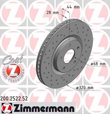 Otto Zimmermann 200.2522.52 Front brake disc ventilated 200252252