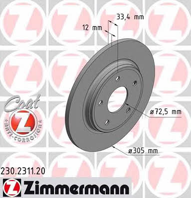 Otto Zimmermann 230.2311.20 Brake disc 230231120
