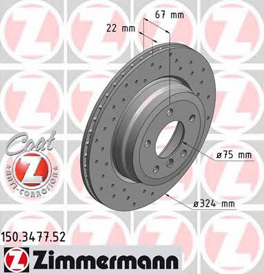 Otto Zimmermann 150.3477.52 Rear ventilated brake disc 150347752