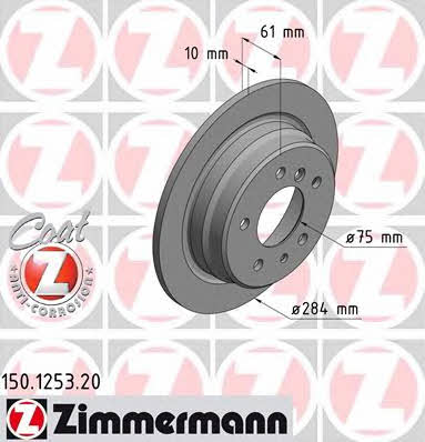 Otto Zimmermann 150.1253.20 Rear brake disc, non-ventilated 150125320