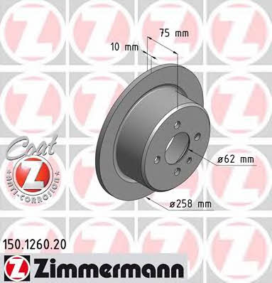 Otto Zimmermann 150.1260.20 Rear brake disc, non-ventilated 150126020
