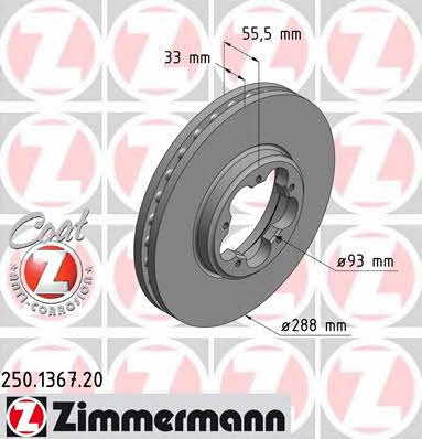 Otto Zimmermann 250.1367.20 Front brake disc ventilated 250136720