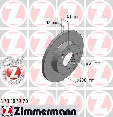 Otto Zimmermann 470.1079.20 Unventilated front brake disc 470107920