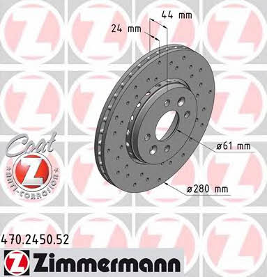 Otto Zimmermann 470.2450.52 Front brake disc ventilated 470245052
