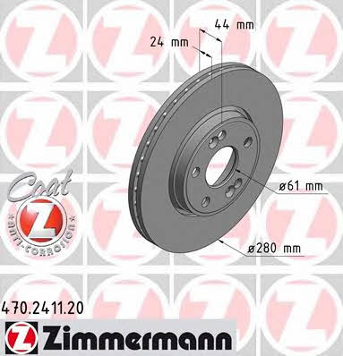 Otto Zimmermann 470.2411.20 Front brake disc ventilated 470241120