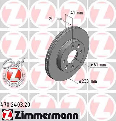 Otto Zimmermann 470.2403.20 Front brake disc ventilated 470240320