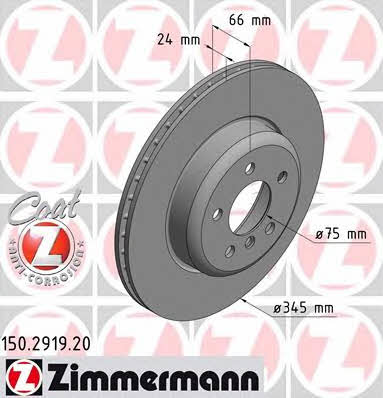 Otto Zimmermann 150.2919.20 Rear ventilated brake disc 150291920