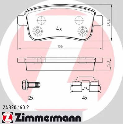 Otto Zimmermann 24820.160.2 Brake Pad Set, disc brake 248201602