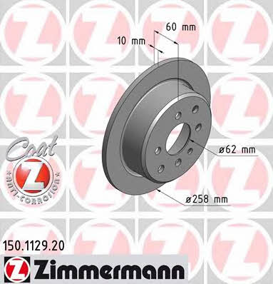 Otto Zimmermann 150.1129.20 Rear brake disc, non-ventilated 150112920