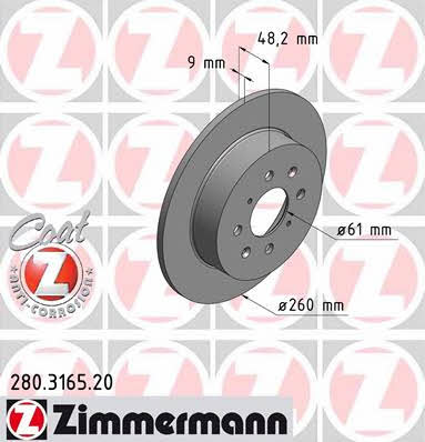 Otto Zimmermann 280.3165.20 Brake disc 280316520