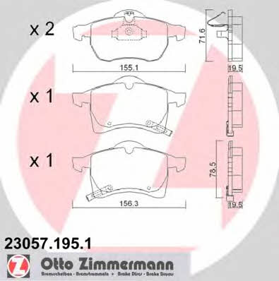 Otto Zimmermann 23057.195.1 Brake Pad Set, disc brake 230571951